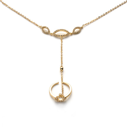 Pulsera Y Anillo De Cobre Con Zirconia, Diseño Minimalista Todo En Uno