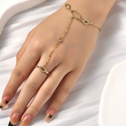 Pulsera Y Anillo De Cobre Con Zirconia, Diseño Minimalista Todo En Uno