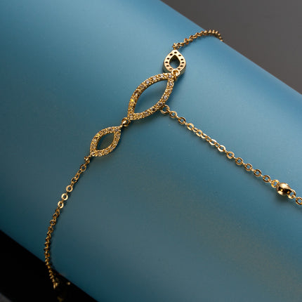 Pulsera Y Anillo De Cobre Con Zirconia, Diseño Minimalista Todo En Uno