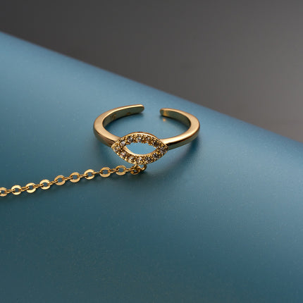 Pulsera Y Anillo De Cobre Con Zirconia, Diseño Minimalista Todo En Uno