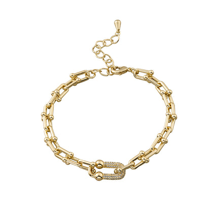Pulsera De Cadena En Forma De U Cobre Chapado En Oro De 14K