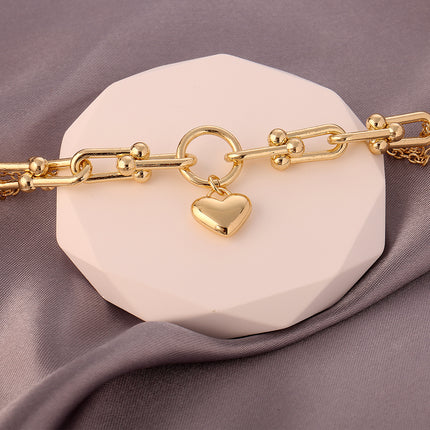 Pulsera Ins Con Colgante De Corazón En Cadena U Cobre De 14k