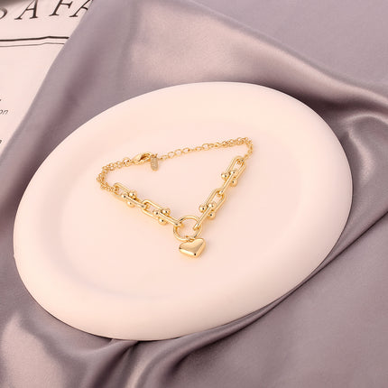 Pulsera Ins Con Colgante De Corazón En Cadena U Cobre De 14k