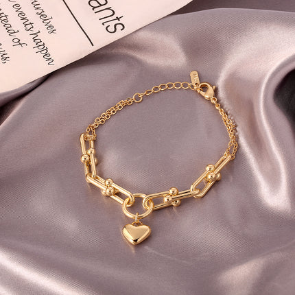 Pulsera Ins Con Colgante De Corazón En Cadena U Cobre De 14k