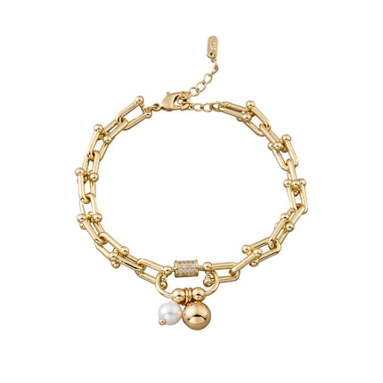Pulseras De Cadena De Oro De 14K Colgante De Perlas Y Bolas