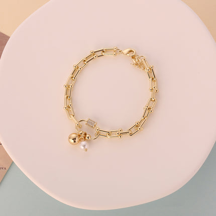 Pulseras De Cadena De Oro De 14K Colgante De Perlas Y Bolas