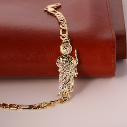 Pulsera Cobre Chapado En Oro 14k Enchapado Tridimensional Sacerdote Circón