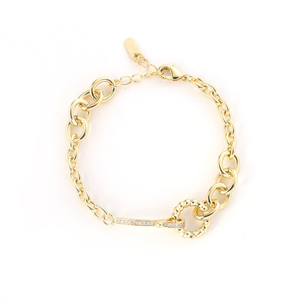 Pulsera De Cobre En Oro 14K Lujo Con Eslabones Gruesos