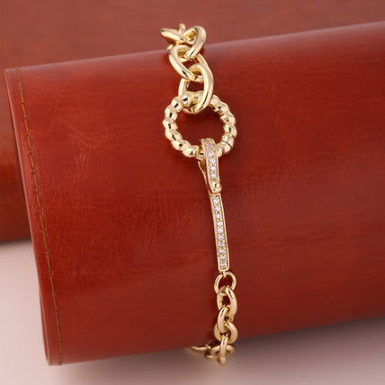 Pulsera De Cobre En Oro 14K Lujo Con Eslabones Gruesos