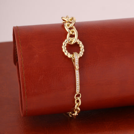 Pulsera De Cobre En Oro 14K Lujo Con Eslabones Gruesos