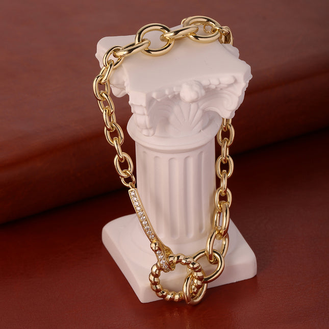 Pulsera De Cobre En Oro 14K Lujo Con Eslabones Gruesos