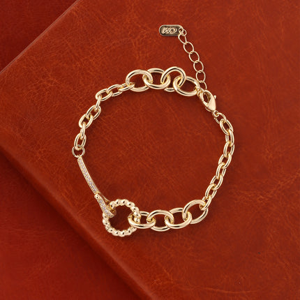 Pulsera De Cobre En Oro 14K Lujo Con Eslabones Gruesos