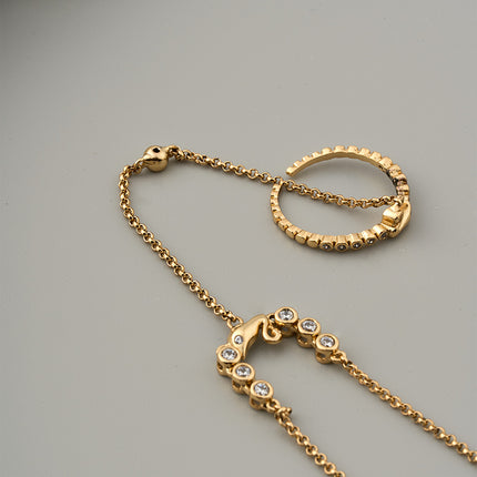 Pulsera De Cobre Con Zirconia, Cadena De Dedo Integrada Diseño Clásico