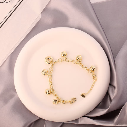 Pulsera En Cobre De 14K Ligera De Lujo Con Colgante, Estilo Elegante