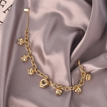 Pulsera En Cobre De 14K Ligera De Lujo Con Colgante, Estilo Elegante