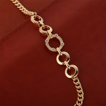 Pulsera De Cobre Con Gran Cierre Redondo Y Cadena Gruesa, Baño De Oro 14k