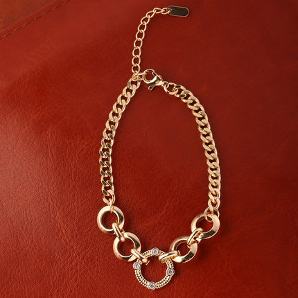 Pulsera De Cobre Con Gran Cierre Redondo Y Cadena Gruesa, Baño De Oro 14k