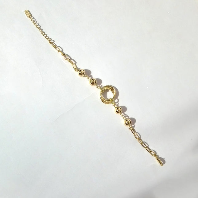 Pulsera De Cobre Elegante Con Detalles De Bolas Doradas Para Mujer