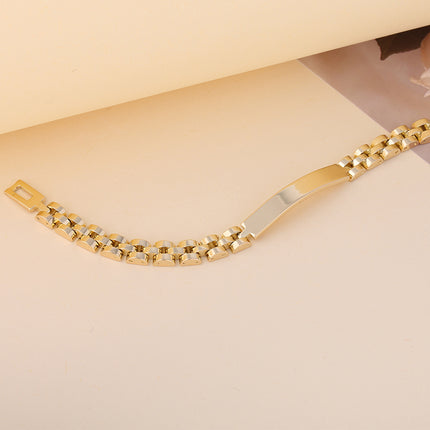 Pulsera Estilo Reloj De Cobre Minimalista Con Baño De Oro 14k