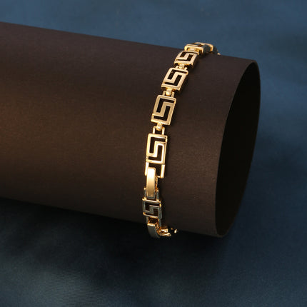 Pulsera De Cobre Con Cadenas De Eslabones Rectangulares Baño De Oro 14k