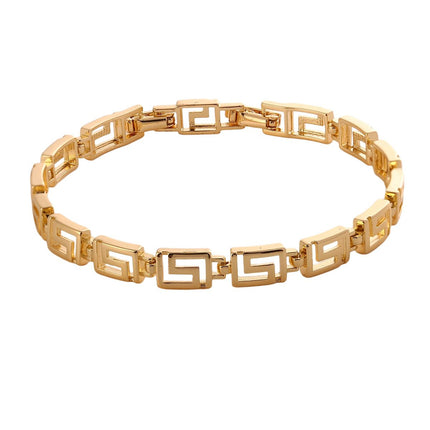 Pulsera De Cobre Con Cadenas De Eslabones Rectangulares Baño De Oro 14k
