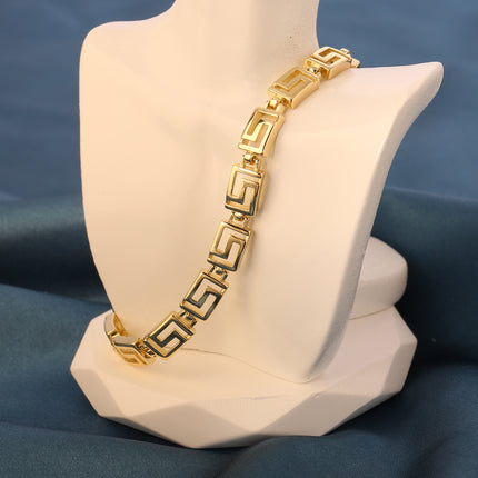 Pulsera De Cobre Con Cadenas De Eslabones Rectangulares Baño De Oro 14k