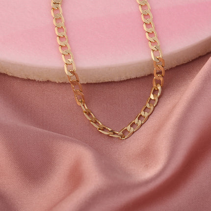 Pulsera Cubana De Cobre Chapada En Oro 14k, Estilo Minimalista Y Elegante