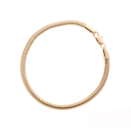 Pulsera De Cadena De Serpiente Plana En Cobre Chapada En Oro 14k
