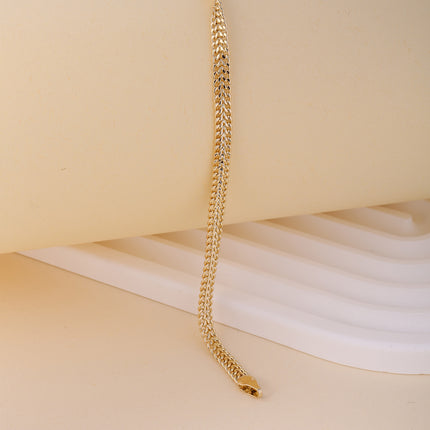Pulsera De Cobre 14k Hip Hop De Estilo Retro Cadena De Múltiples Aros