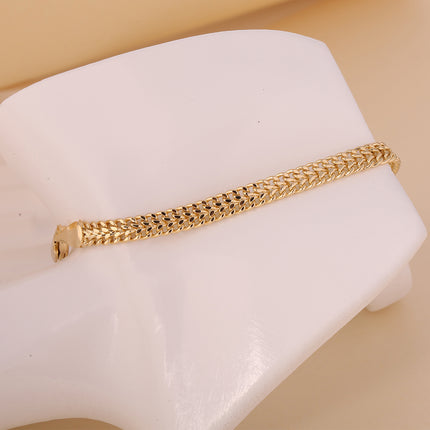 Pulsera De Cobre 14k Hip Hop De Estilo Retro Cadena De Múltiples Aros