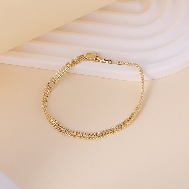 Pulsera De Cobre 14k Hip Hop De Estilo Retro Cadena De Múltiples Aros