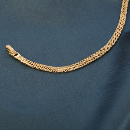 Pulsera Fina Para Mujer Con Diseño De Correa De Reloj En Cobre 14k
