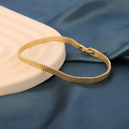 Pulsera Fina Para Mujer Con Diseño De Correa De Reloj En Cobre 14k
