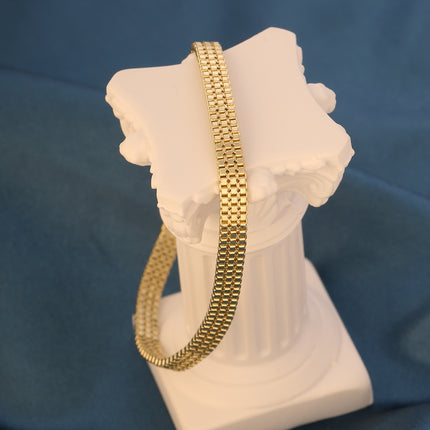 Pulsera Fina Para Mujer Con Diseño De Correa De Reloj En Cobre 14k