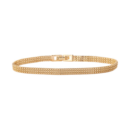 Pulsera Fina Para Mujer Con Diseño De Correa De Reloj En Cobre 14k