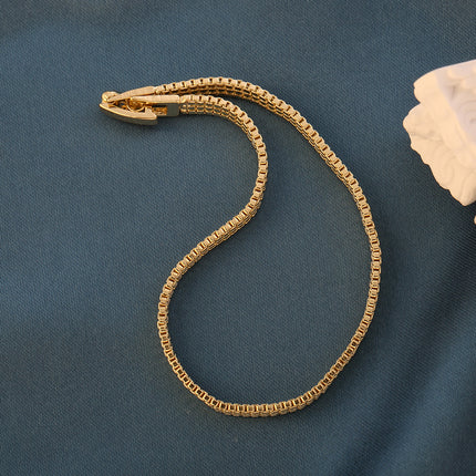 Pulsera Fina Para Mujer Con Diseño De Correa De Reloj En Cobre 14k