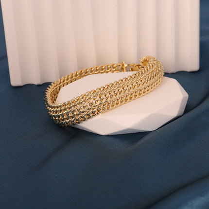 Pulsera De Cobre Con Baño En Oro 14k De Múltiples Círculos Entretejidos