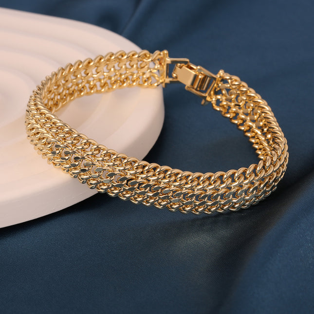 Pulsera De Cobre Con Baño En Oro 14k De Múltiples Círculos Entretejidos