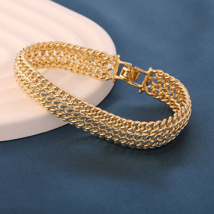 Pulsera De Cobre Con Baño En Oro 14k De Múltiples Círculos Entretejidos