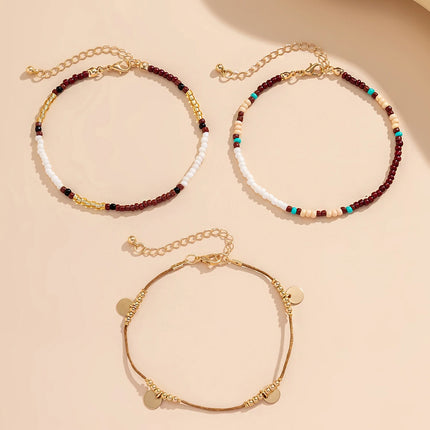 Tobillera De Bohemia Cadena Multicapa Cristal De Cuentas De Plástico O Resina Para Mujer