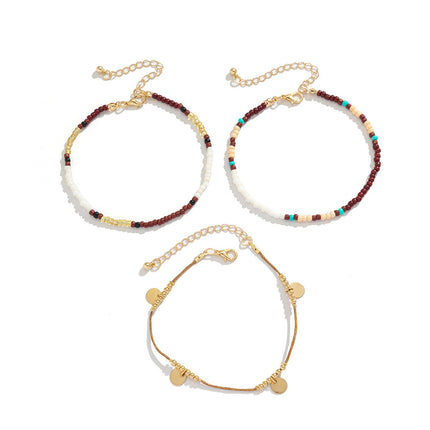 Tobillera De Bohemia Cadena Multicapa Cristal De Cuentas De Plástico O Resina Para Mujer