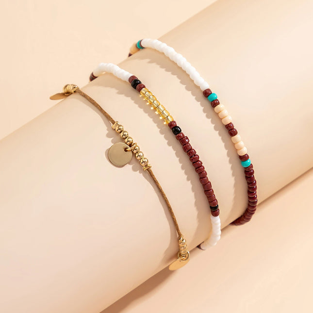 Tobillera De Bohemia Cadena Multicapa Cristal De Cuentas De Plástico O Resina Para Mujer