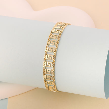 Pulsera De Cobre Con Baño En Oro 14k, Diseño Minimalista Y Elegante