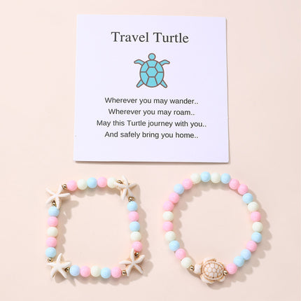 Set De Pulseras Infantiles Con Temática Marina Y Tarjeta Decorativa