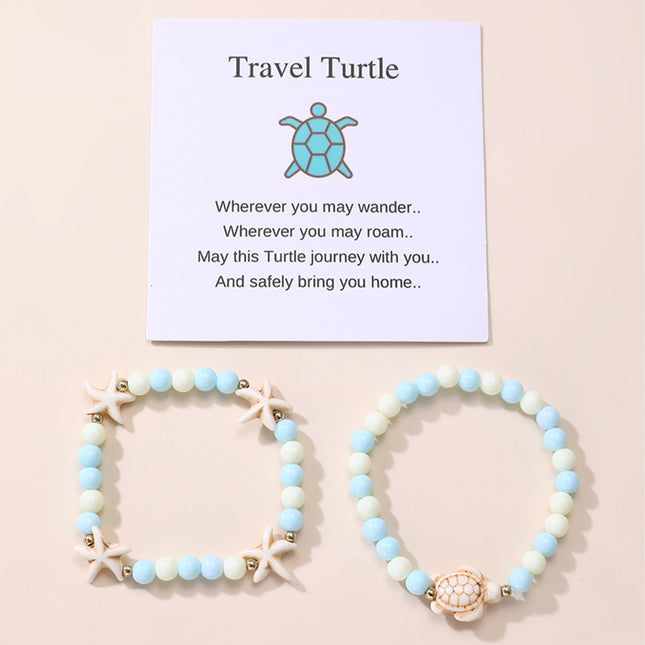 Set De Pulseras Infantiles Con Temática Marina Y Tarjeta Decorativa