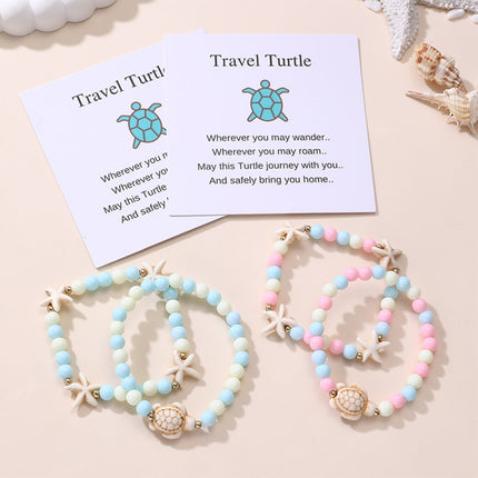 Set De Pulseras Infantiles Con Temática Marina Y Tarjeta Decorativa