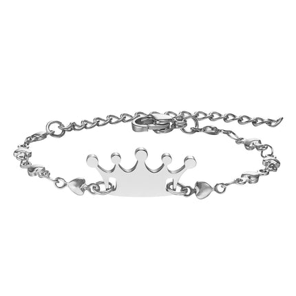 Pulsera De Acero Inoxidable Con Diseño De Corona En Oro Y Acero