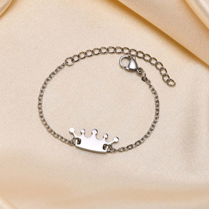 Pulsera De Acero Inoxidable Con Diseño De Corona En Oro Y Acero