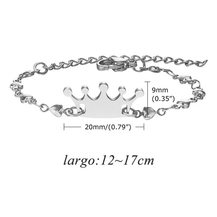 Pulsera De Acero Inoxidable Con Diseño De Corona En Oro Y Acero