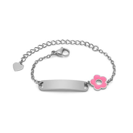 Pulsera Infantil De Acero Inoxidable Con Placa Curvada En Oro Y Acero